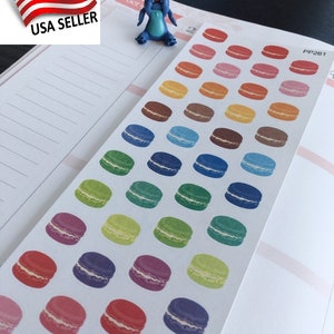 S-261 - Französisch Macaroon, Macaroon, Kokos-Macaroon, Dessert: Sticker || Perfekte 4 Erin Condren, Limelife, Pflaume Papier, Filofax Planer