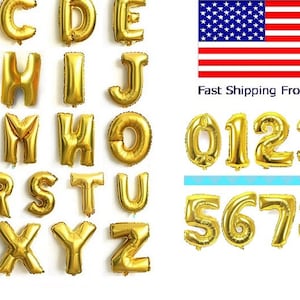16&quot; Gold Letter/Number foil  balloons - create your Phrase Graduation Balloons,Wedding Balloons,Baby Shower Balloons,Balloon Decorations
