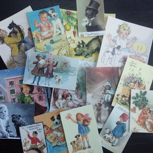 Chiens, Dog Lover Vet Pet Groomer, Greeting Card’s Die Cuts 4 Scrapbooking, BB14 -- Lot de 16 images vintage