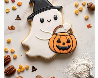 Halloween Ghost with Pumpkin Cookie Cutter STL – 3D Printable STL Files - 7 Sizes (Digital Download)