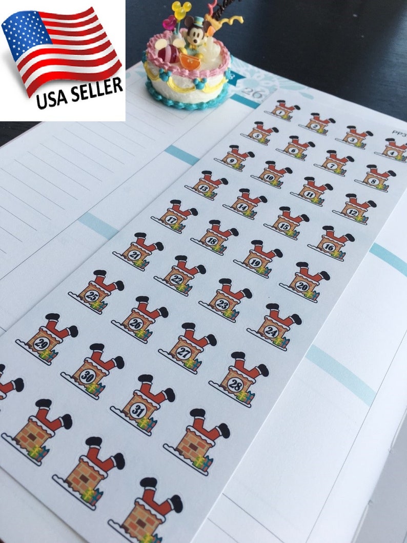 Holiday Countdown Planner Stickers perfect 4 Erin Condren - Etsy