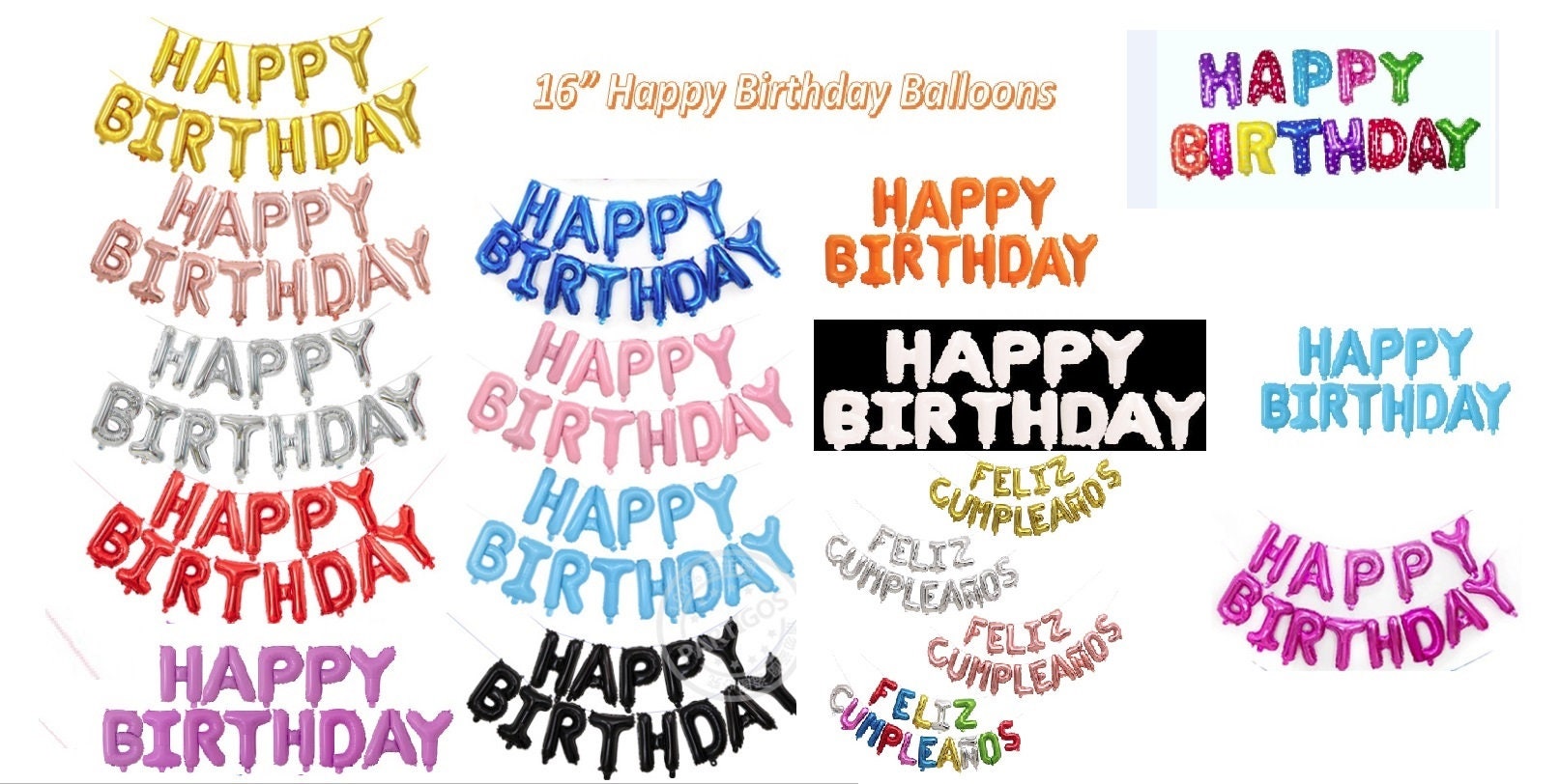 Ballon De Joyeux Anniversaire Anglais Ou Espagnol Ballons Etsy