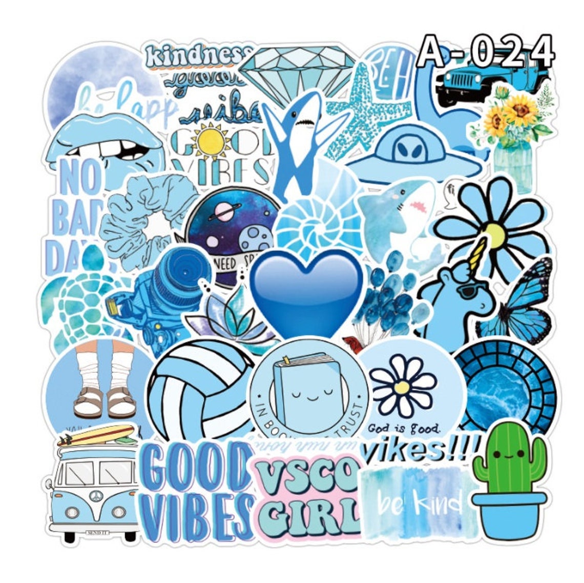 VSCO3 Blue Matte stickers pack 510152040pcs Mystery | Etsy