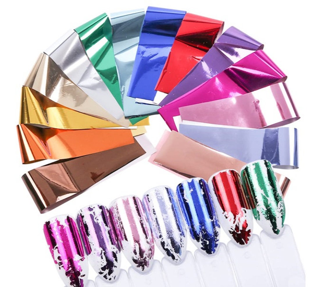 Metallic Nail Foil Transfer Stickers Nail Art Accessories Etsy