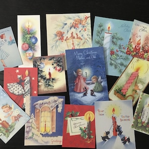 VELAS DE NATAL, presente de Natal, árvores de Natal, cartões de Papai Noel cortados para fazer cartões, BB56 - lote de 15 vintage