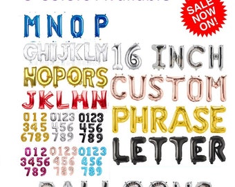16" Letter Number Foil Balloons: Custom Phrase Party Decor