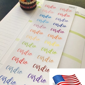 S-512 -- Cardio Word Outline Plan, Life Planner Die-Cut Stickers||Perfect 4 Erin Condren, Limelife, Plum Paper,Filofax Planners