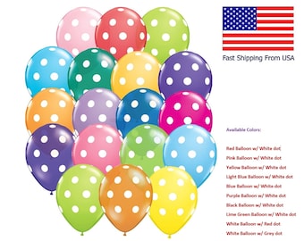 Polka Dot Latex Balloons: 10" Customizable Color Party Decorations