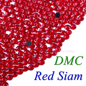 Red Siam (#110) 1440 pcs DMC Iron On Hotfix Glass Crystal Flat back Iron On SS6, 16 -- 2mm | 4mm