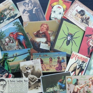 VINTAGE Bizarre & Weird,Funny, Macabre, inspiegabile Die Cuts Card Stock Sticker Scrapbooking BB11B --Lotto di 18