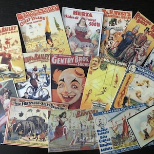NB35Y -- Lot de 17 adorables cartes de vœux vintage CIRCUS DIE Cuts pour la fabrication de cartes