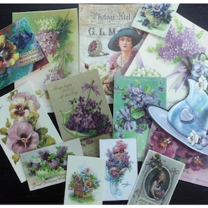 Imágenes antiguas de pensamientos morados y lilas, arte floral, violetas dulces, pinturas florales, tarjetas de felicitación, troqueles y scrapbooking - B15A/15B/15C