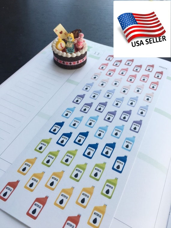 Motor Oil Planner Stickers: Car Repair, Engine (Erin Condren, Filofax)