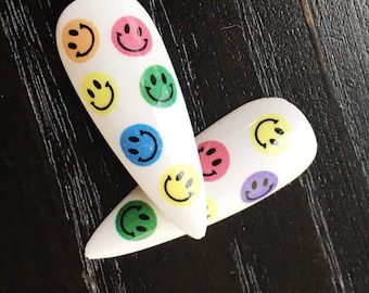 Smiley Face Nail Decals: Colorful Emoticons, DIY Nail Art