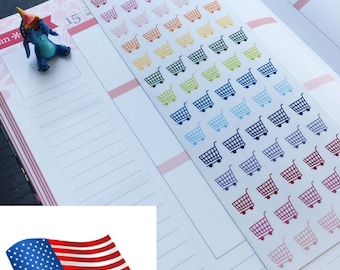 Shopping Cart Planner Stickers: Matte Die-Cut Stickers