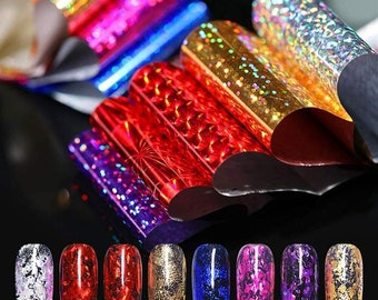 Holographic Nail Art Foil Transfer Stickers: 60 Colors