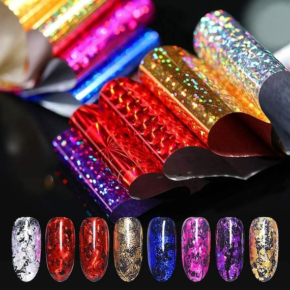 3 x RED BLUE GOLD Nail Art Foil Nails Decor Transfer Foils Sticker Manicure