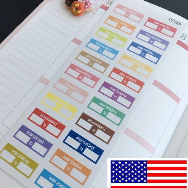 Time-working, Work Time, Work Schedule Boxes: Planner Stickers ||Perfect 4 Erin Condren, Limelife, Plum Paper, Filofax Planners, S-181/555