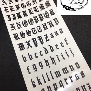 Old English Font Nail Decals: Letters, Numbers, Symbols