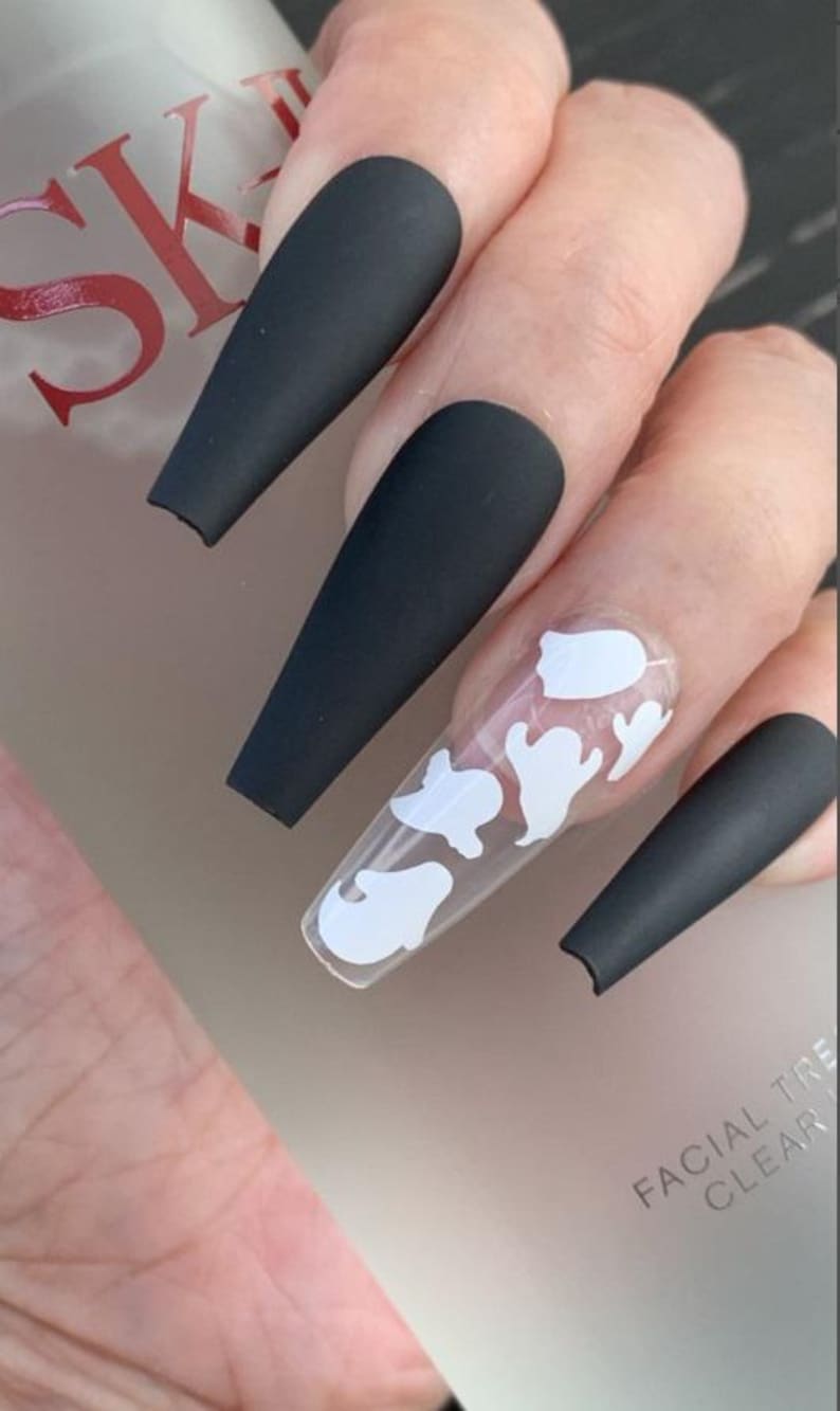 Halloween Nail Decals: Bats, Ghosts, Skulls, Skull Butterfly - Nail Art Stickers image 6