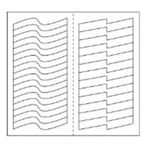 May include: Two sets of decorative metal window shutters, one set with a wavy design and the other with a straight design. Both sets are painted white.