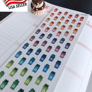 Rainbow Recycle Bin Planner Stickers: Erin Condren, Plum Paper