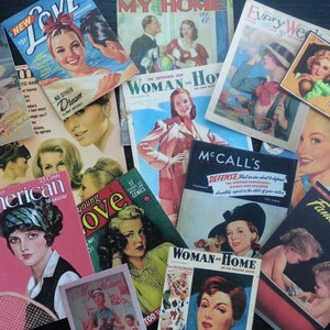 BB16 --  Lot of 14 vintage images of  Women Magazine, Ladies&#39; Magazine, First American Magazine Greeting Card&#39;s  Die Cuts 4 Scrapbooking