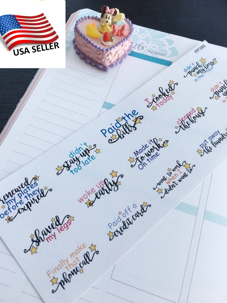 S-395 Not Punch my Boss Plum Paper Paid My Bills,Did Not Stay Up Too Late:Planner Stickers || Erin Condren I Cooked Today Limelife