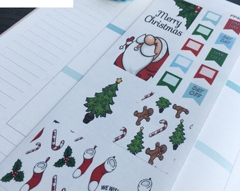 S-408A-F -- Christmas, Holiday, Christmas Decoration, Santa Claus, Christmas gift : Life Planner Stickers||Erin Condren,Limelife,Plum Paper