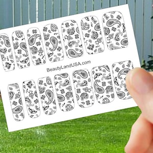 Clear Bandana Water slide Nail Decals for Short to Long Nails Stickers decal for Nail Wraps Art DIY decorations -N002