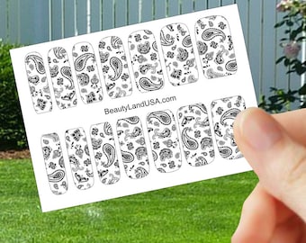 Clear Bandana Water slide Nail Decals for Short to Long Nails Stickers decal for Nail Wraps Art DIY decorations -N002