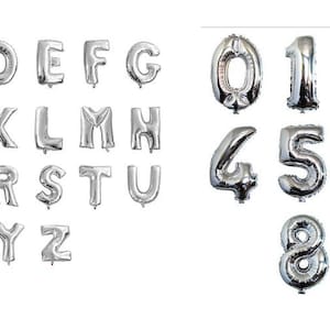 16&quot; Silver Letter/Number foil  balloons - create your Phrase Graduation Balloons,Wedding Balloons,Baby Shower Balloons,Balloon Decorations