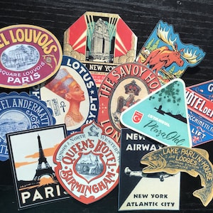 BB82 - Vintage afbeelding van bagage, hotel, reizen, vakantie, vakantie l labels DIE CUTS voor kaart het maken van uw eigen ambachten