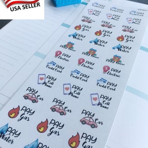 Pay Monthly Bill, Car Payment, Utility Payment Planner Stickers ||Perfect 4 Erin Condren, Limelife, Plum Paper, Filofax, S-316/S-441--Kawaii