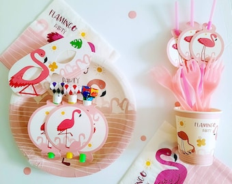 Flamingo Tablewares Cups Banner Luau Napkin Birthday Supplies Hawaiian Party Tableware Party Decorations Baby Shower Flamingo Birthday Aloha