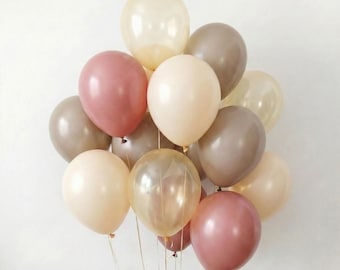 French Rose Almond Balloon Bundle, Elegant Boho Party Balloon Set, Dusty Pink Champagne Birthday Decor,Bridal Shower Baby Shower Celebration
