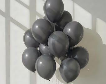 Gray Smoke Balloons - 12 Inch Matte Charcoal Party Decor for Birthdays, Weddings, and Minimalist Events - Premium Latex Balloon Bouquet