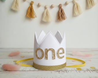 One White Baby hat, 1st Birthday Decorations, Baby Birthday Hat, One Baby Crown, 1st Birthday Hat for Girl, Birthday Hat for Baby Girl