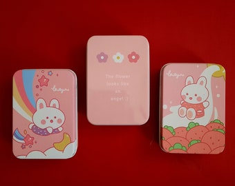 Mini Cartoon Box Metal Storage Box Candy Box Case Pink Cute Jewelry Container Valentines Day Gift Box Valentines Day Girls