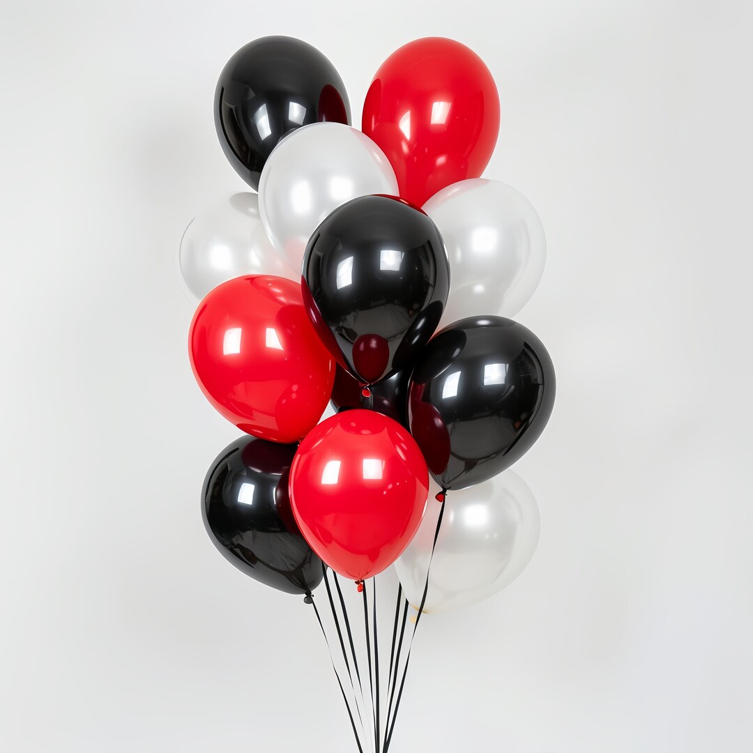 White Red Black Balloon Bouquet Casino Celebration Decoration Birthday ...