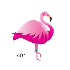 46” Flamingo Foil Balloon – Pink Flamingo Party Decor, Tropical Birthday Balloon, Luau Theme, Summer Pool Party Decorations