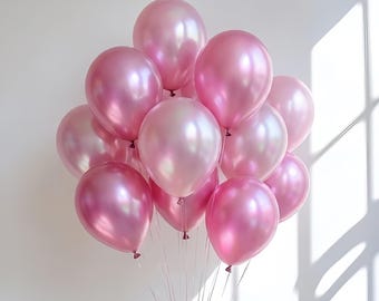 Metallic Pearl Pink Balloons, Blush Pink Latex Balloons for Baby Shower, Girl 1st Birthday Decorations,Pink Princess Party Decor, Elegant