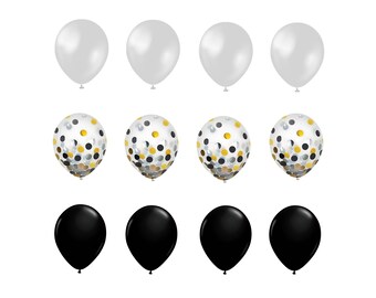 Pearl White Baby Shower Decorations Bridal Shower Decorations Retirement Party Decorations Black Gold Confetti Balloons 80s 90s Party Decor