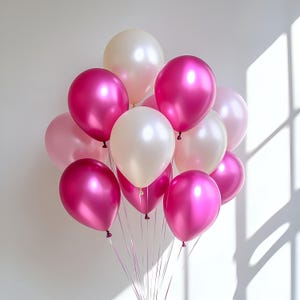 Hot Pink White Latex Balloons Bouquet Birthday Party Decorations Bridal Shower Engagement Decor Baby Shower Celebration Centerpieces