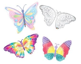 Butterfly Mylar Balloon Butterfly Jumbo Balloon Fairy Pastel Party Decorations Baby Shower Fairy Birthday Decorations Princess Birthday