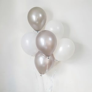 Pearl White Silver Balloon Bundle for Baby Shower, Birthday, Wedding - Set of 10