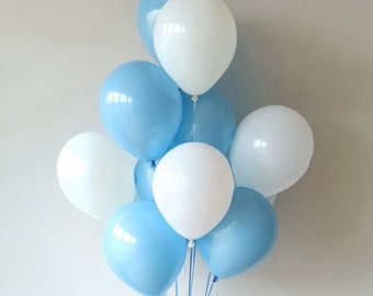Baby Blue White Balloons, Balloon Bouquet, Elegant Party Decor, Baby Shower Birthday