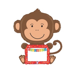 43&#39;&#39; Monkey Balloon - Large Jungle Animal Balloon for Kids&#39; Parties, Safari Theme Birthday Decorations, Zoo Party Supplies