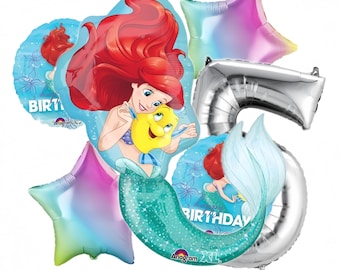 Mermaid Birthday Balloon Set Little Mermaid Foil Balloons – Summer Birthday Party, Under the Sea Balloons, Kids Party Supplies Decor