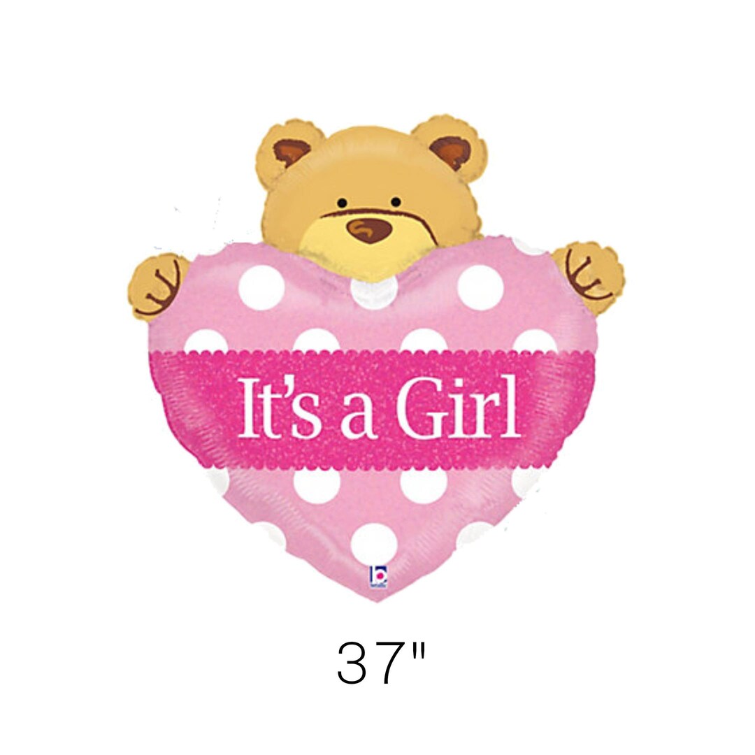 It's a Girl Balloon, Baby Shower for Girls, Baby Shower Bear Heart